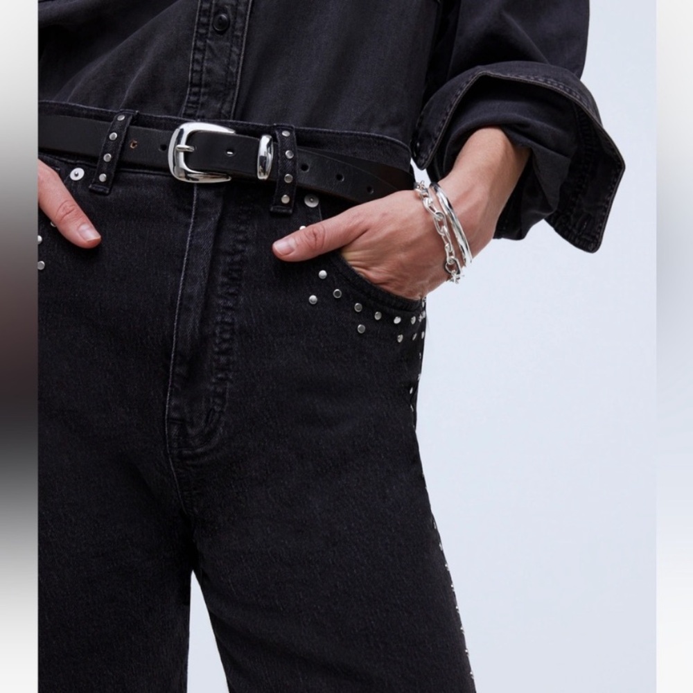 NWT Madewell Limited-Edition‎ Drop: The Studded '90s Straight Jean size 26 black - Picture 6 of 10
